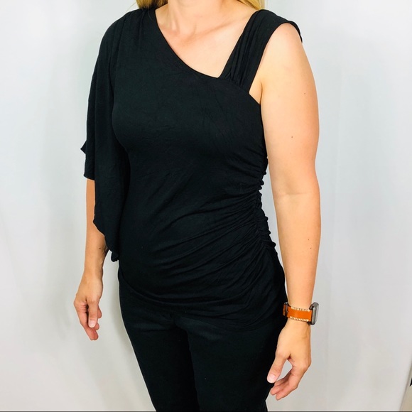 Black One Shoulder Top B059 - Picture 6 of 6